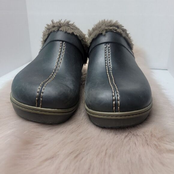 Crocs Cobbler Eva Fur Lined Clog Mule Heels Split Toe Black Women’s 8 - Picture 2 of 10